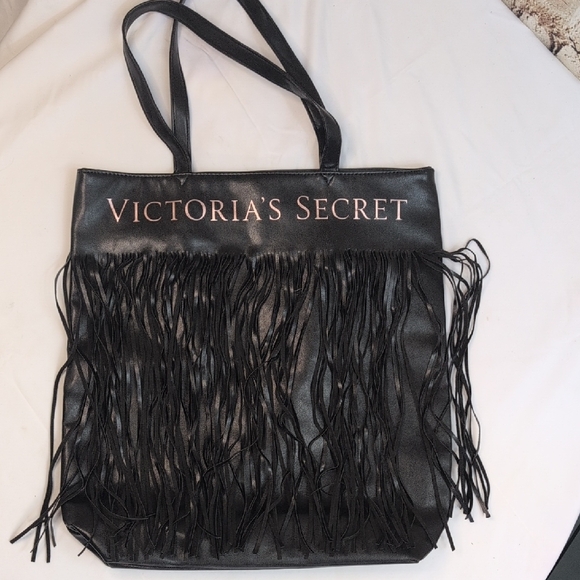 Victoria's Secret Handbags - Victoria's Secret Black Tote with Fringe